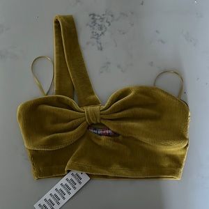 gold urban outfitters asymmetrical top.